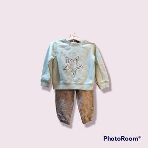 Joe Boxer - Baby Size 24 months - Mint Sweatshirt & Silver Stars Sweatpants